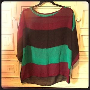 Quarter Sleeve Striped Blouse